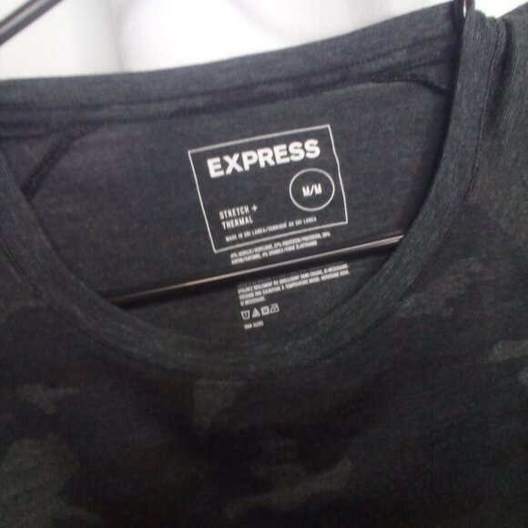 Express Shirt M Women Long Sleeve Stretch Thermal Camo Gray Black - Picture 5 of 15